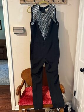 Mason Black Sleeveless Jumpsuit with White Geometric Front Panel